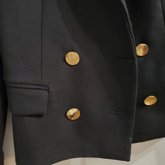 ZARA BASIC Black Crop Blazer with Gold Buttons - Picture 3 of 8